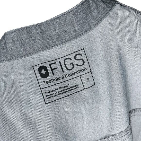FIGS Rafaela Graphite Scrub Top sz S * Gray Oversized Scrub Shirt Scrubs Women - Picture 3 of 3